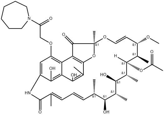 4-O-[2-(Hexahydro-1H-azepin-1-yl)-2-oxoethyl]rifamycin 结构式