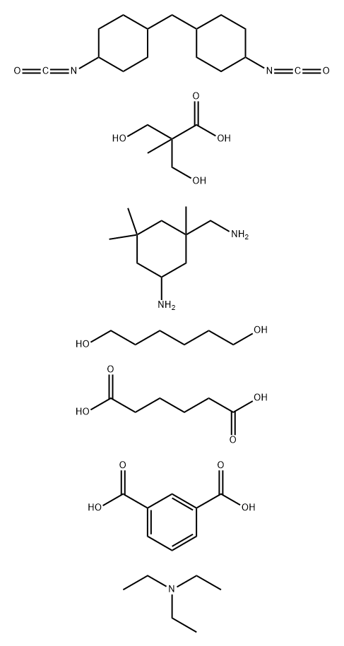 1,2-Benzenedicarboxylic acid, polymer with 5-amino-1,3,3-trimethylcyclohexanemethanamine, hexanedioic acid, 1,6-hexanediol, 3-hydroxy-2-(hydroxymethyl)-2-methylpropanoic acid and 1,1'-methylenebis[4-isocyanatocyclohexane], compd. with N,N-diethylethanamin 结构式