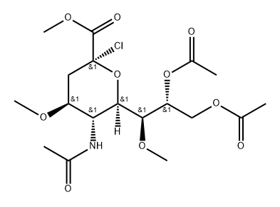 β-Neuraminic acid, N-acetyl-2-chloro-2-deoxy-4,7-di-O-methyl-, methyl ester, 8,9-diacetate 结构式