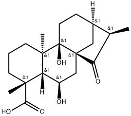 (4ALPHA,6BETA)-6,9-二羟基-15-氧代贝壳杉烷-18-酸 结构式