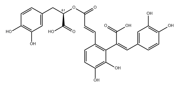 Benzenepropanoic acid, α-[[(2E)-3-[2-[(1Z)-1-carboxy-2-(3,4-dihydroxyphenyl)ethenyl]-3,4-dihydroxyphenyl]-1-oxo-2-propen-1-yl]oxy]-3,4-dihydroxy-, (αR)- 结构式