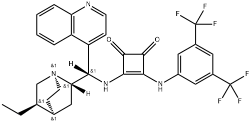 3-[[3,5-双(三氟甲基)苯基]氨基]-4-[[(8Α,9S)-10,11-二氢奎宁-9-基]氨基]-3-环丁烯-1,2-二酮 结构式