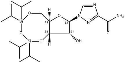 1-[3,5-O-[1,1,3,3-Tetrakis(1-Methylethyl)-1,3-disiloxanediyl]-β-D-ribofuranosyl]-1H-1,2,4-triazole-3-carboxaMide 结构式