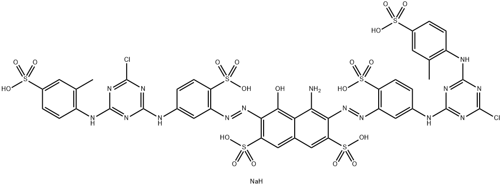 2,7-Naphthalenedisulfonic acid, 4-amino-3,6-bis5-4-chloro-6-(2-methyl-4-sulfophenyl)amino-1,3,5-triazin-2-ylamino-2-sulfophenylazo-5-hydroxy-, sodium salt 结构式