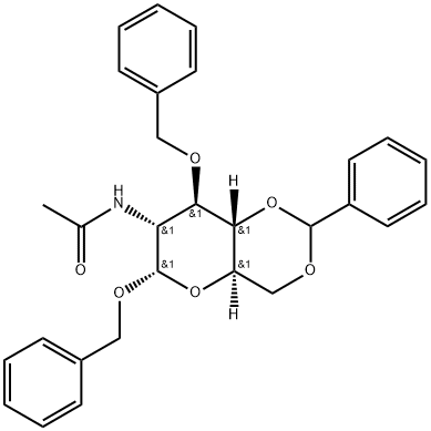 苄基2-乙酰氨基-3-O-苄基-4,6-O-亚苄基-2-脱氧-Α-D-吡喃葡BENZYL 2-ACETAMIDO-3-O-BENZYL-2-DEOXY-6-O-TOSYL-Α-D-GLUCOPYRANOSIDE 结构式