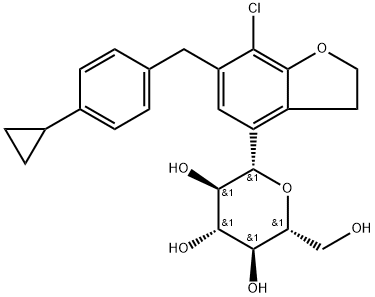 D-Glucitol, 1,5-anhydro-1-C-[7-chloro-6-[(4-cyclopropylphenyl)methyl]-2,3-dihydro-4-benzofuranyl]-, (1S)- 结构式