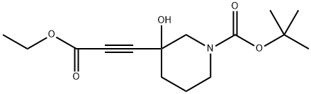 3-Ethoxycarbonylethynyl-3-hydroxy-piperidine-1-carboxylic acid tert-butyl ester 结构式