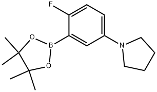 1-[4-Fluoro-3-(4,4,5,5-tetramethyl-1,3,2-dioxaborolan-2-yl)phenyl]pyrrolidine 结构式