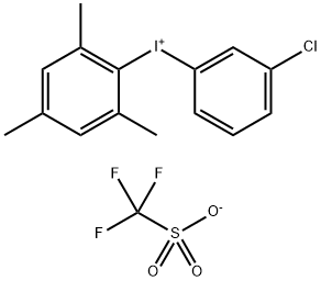(3-氯苯基)(2,4,6-三甲基苯基)三氟甲磺酸碘98.00% 结构式