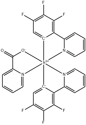 双(3,4,5-三氟-2-(2-吡啶基)苯基-(2-羧基吡啶基)铱(III) 结构式