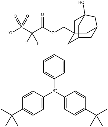 Sulfonium, bis[4-(1,1-dimethylethyl)phenyl]phenyl-, salt with 1-[(3-hydroxytricyclo[3.3.1.13,7]dec-1-yl)methyl] 2,2-difluoro-2-sulfoacetate (1:1) 结构式