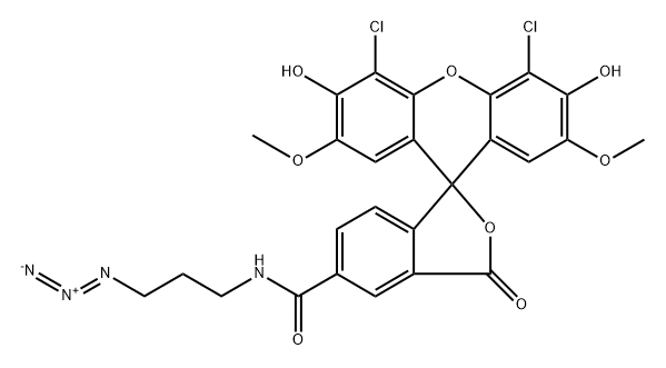 Spiro[isobenzofuran-1(3H),9'-[9H]xanthene]-5-carboxamide, N-(3-azidopropyl)-4',5'-dichloro-3',6'-dihydroxy-2',7'-dimethoxy-3-oxo- 结构式