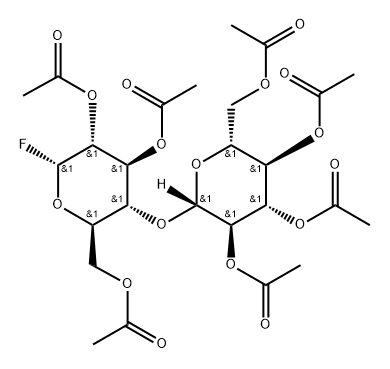 4-O-(2,3,4,6-四-O-乙酰基-BETA-D-吡喃葡萄糖基)-ALPHA-D-吡喃葡萄糖基氟化物三乙酸酯 结构式
