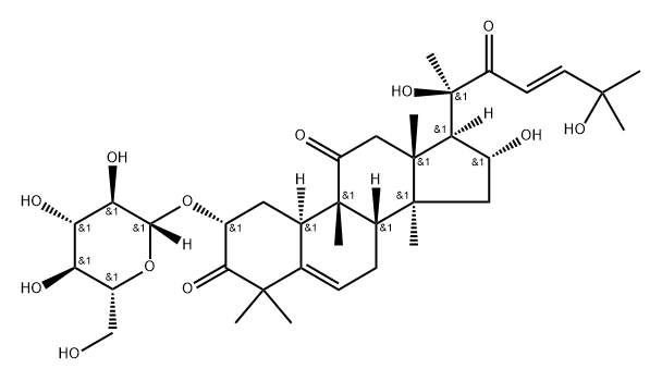 19-Norlanosta-5,23-diene-3,11,22-trione, 2-(β-D-glucopyranosyloxy)-16,20,25-trihydroxy-9-methyl-, (2α,9β,10α,16α,23E)- 结构式