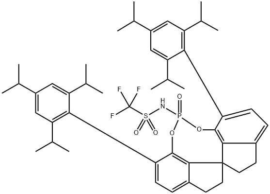 1,1,1-三氟-N-[(11AS)-10,11,12,13-四氢-3,7-双(2,4,6-三异丙基苯基)-5-氧-二茚并[7,1-DE:1',7'-FG][1,3,2]二氧磷杂-5-YL]甲磺酰胺 结构式