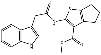 METHYL 2-(2-(1H-INDOL-3-YL)ACETAMIDO)-5,6-DIHYDRO-4H-CYCLOPENTA[B]THIOPHENE-3-CARBOXYLATEMETHYL 2-(2-(1H-INDOLE-3-YL)ACETAMIDE)-5,6-DIHYDRO-4H-CYCLO戊[B]THIEN-3-CARBOXYLIC ACIDSALT 结构式