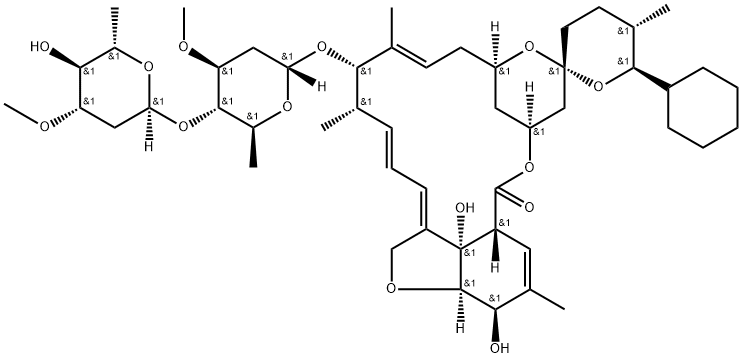 (25S)-25-CYCLOHEXYL-25-DE(SEC-BUTYL)-5-O-DEMETHYL-22,23-DIHYDROAVERMECTIN A1A 结构式