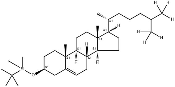 Cholest-5-ene-26,26,26,27,27,27-d6, 3-[[(1,1-dimethylethyl)dimethylsilyl]oxy]-, (3β)- 结构式