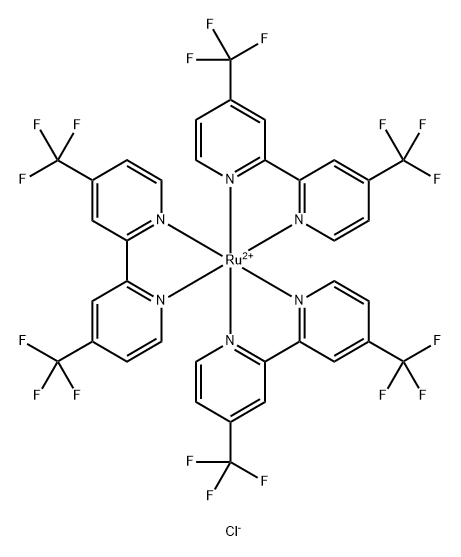 三[4,4'-二(三氟甲基)-2,2'-联吡啶]二氯化钌(II) 结构式