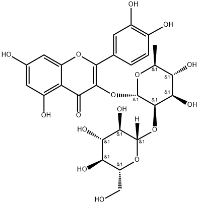 槲皮素 3-O-葡萄糖基 (1→2)鼠李糖苷 结构式