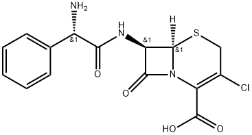 (6R,7R)-7-[[(2S)-2-AMINO-2-PHENYLACETYL]AMINO]-3-CHLORO-8-OXO-5-THIA-1-AZABICYCLO[4.2.0]OCT-2-ENE-2-CARBOXYLIC ACID 结构式