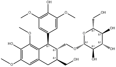 (-)-南烛木树脂酚-9'-O-葡萄糖苷 结构式