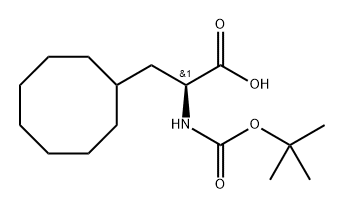 Cyclooctanepropanoic acid, α-[[(1,1-dimethylethoxy)carbonyl]amino]-, (αS)- 结构式