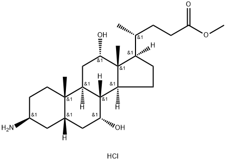 胆碱-24-酸,3-氨基-7,12-二羟基-甲酯,盐酸盐(1:1),(3Β,5Β,7Α,12Α)- 结构式