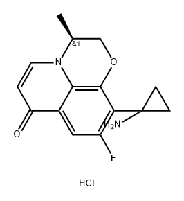 (S)-10-(1-aminocyclopropyl)-9-fluoro-3-methyl-2H-[1,4]oxazino[2,3,4-ij]quinolin-7(3H)-one hydrochloride 结构式