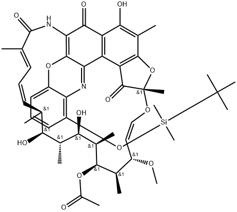 1',4-DIDEHYDRO-1-DEOXY-3'-[[(1,1-DIMETHYLETHYL)DIMETHYLSILYL]OXY]-1,4-DIHYDRO-1-OXORIFAMYCIN VIII 结构式