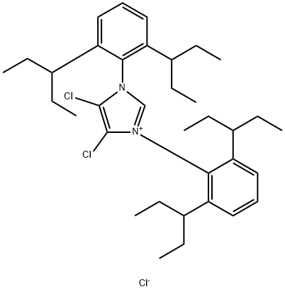 4,5-二氯-1,3-双(2,6-二(戊烷-3-基)苯基)-1H-咪唑-3-鎓氯化物 结构式