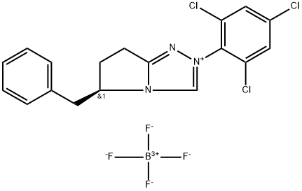 (R)-5-苄基-2-(2,4,6-三氯苯基)-6,7-二氢-5H-吡咯[2,1-C][1,2,4]三唑-2-四氟硼酸铵 结构式