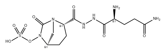 SULFURIC ACID MONO[2-(N'-(2-AMINO-4-(AMINOCARBONYL)BUTANOYL)HYDRAZINOCARBONYL)-7-OXO-1,6-DIAZABICYCL 结构式