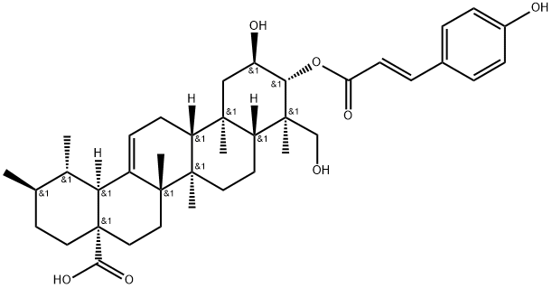 [2ALPHA,3BETA(E),4ALPHA]-2,23-二羟基-3-[[3-(4-羟基苯基)-1-氧代-2-丙烯基]氧基]-乌苏-12-烯-28-酸 结构式