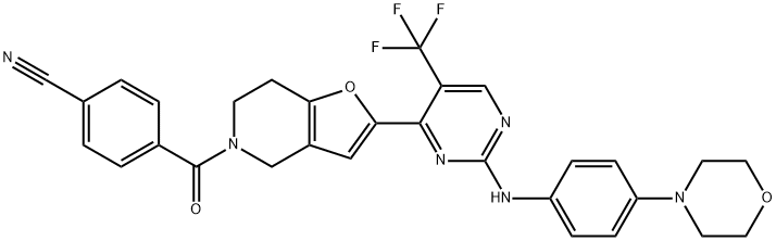 4-[[6,7-Dihydro-2-[2-[[4-(4-morpholinyl)phenyl]amino]-5-(trifluoromethyl)-4-pyrimidinyl]furo[3,2-c]pyridin-5(4H)-yl]carbonyl]benzonitrile 结构式