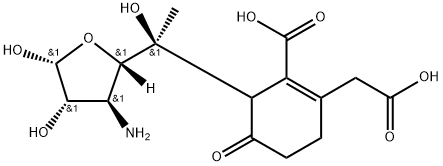 3-amino-5-C-(3-carboxy-4-(carboxymethyl)-2-oxo-3-cyclohexen-1-yl)altrofuranose 结构式