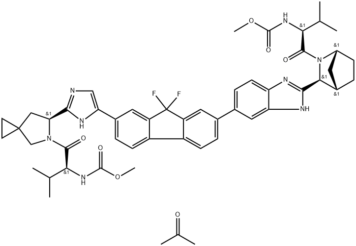 雷迪帕韦单丙酮溶剂化物 结构式
