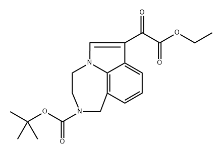 2-BOC-A-酮基1.2.3.4四氢吡咯并[3,2,1-JK][1,4]苯并哌啶-7-乙酸乙酯 结构式