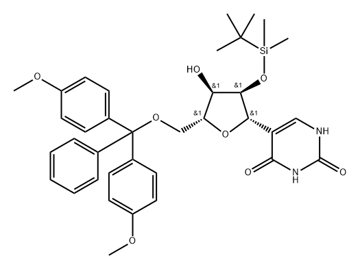 5'-DMT-2'-O-TBDMS-PSEUDOURIDINE 结构式