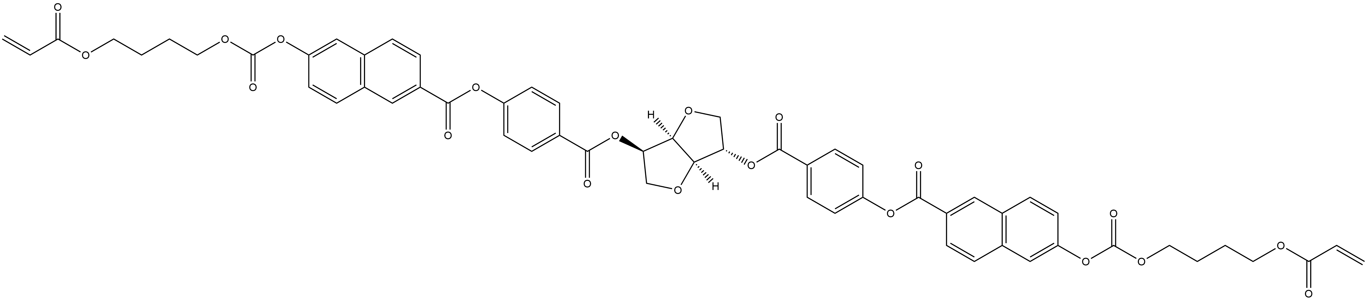 D-Glucitol, 1,4:3,6-dianhydro-, 2,5-bis[4-[[[6-[[[4-[(1-oxo-2-propen-1-yl)oxy]butoxy]carbonyl]oxy]-2-naphthalenyl]carbonyl]oxy]benzoate] 结构式