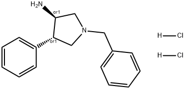 (3R,4S)-1-苄基-4-苯基吡咯烷-3-胺二盐酸盐 结构式