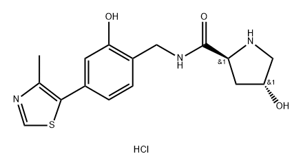 (2S,4R)-4-羟基-N-(2-羟基-4-(4-甲基噻唑-5-基)苄基)吡咯烷-2-甲酰胺 盐酸盐 结构式
