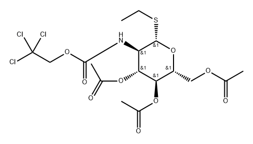 ethyl 3,4,6-tri-O-acetyl-2-deoxy-1-thio-2-(2,2,2-trichloroethoxycarbonylamino)-β-D-glucopyranoside 结构式