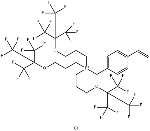 (4-(4-乙烯基苯基)甲基]-三-[3-[[(2,2,2-三氟甲基)]甲氧基])丙基]膦盐氯化物(1:1) 结构式