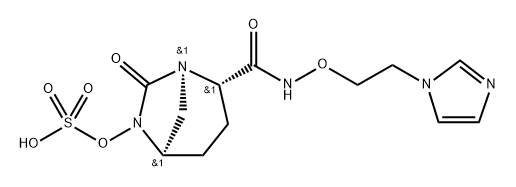 (2S,5R)-N-[2-(1H-IMIDAZOL-1-YL)ETHOXY]-7-OXO-6-(SULFOOXY)-1,6-DIAZABICYCLO[3.2.1]OCTANE-2-CARBOXAMID 结构式