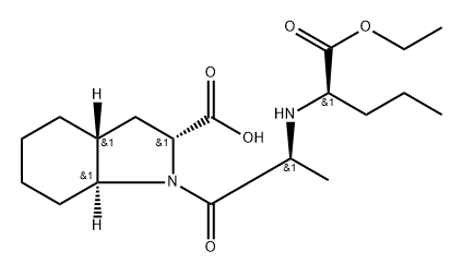 (2R,3aR,7aS)-1-(((R)-1-ethoxy-1-oxopentan-2-yl)-L-alanyl)octahydro-1H-indole-2-carboxylic acid 结构式