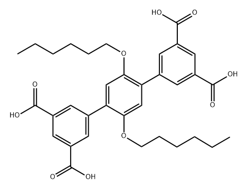 2',5'-双(己氧基)-[1,1':4',1“-三苯基]-3,3”,5,5“-四羧酸 结构式