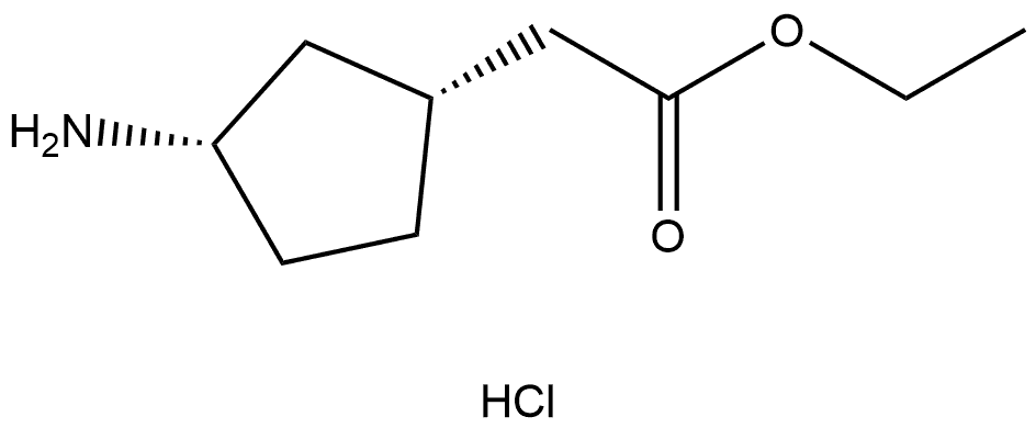 ethyl 2-((1R,3S)-3-aminocyclopentyl)acetate hydrochloride 结构式
