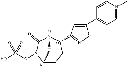 1-Methyl-4-[3-[(1R,2S,5R)-7-oxo-6-(sulfooxy)-1,6-diazabicyclo[3.2.1]oct-2-yl]-5-isoxazolyl]pyridinium 结构式