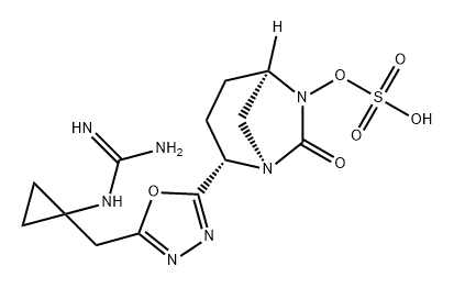 (1R,2S,5R)-2-[5-[[1-[(AMINOIMINOMETHYL) AMINO]CYCLOPROPYL]METHYL]-1,3,4-OXADIAZOL-2- YL]-7-OXO-1,6-D 结构式